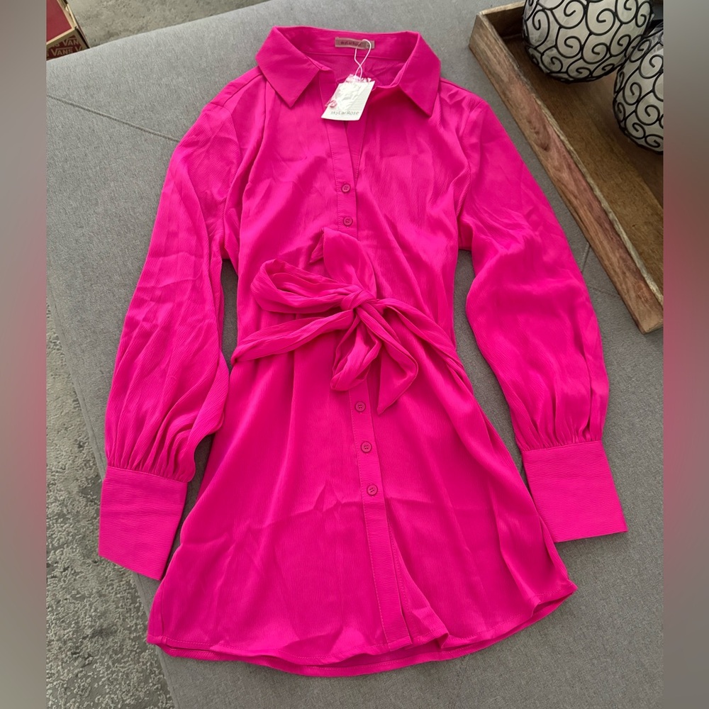 Hot pink boutique shirt dress